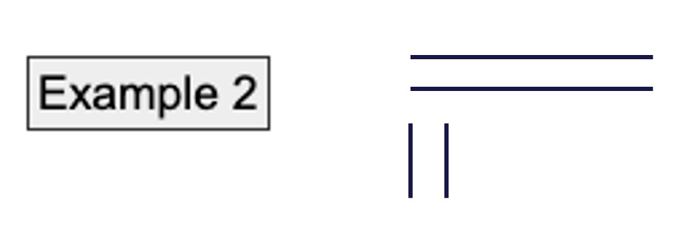 A light button with a dark outline, the outline has been copied separately, showing the 4 lines separately.