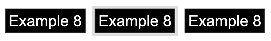 Three dark buttons, the centre one has a light grey outline against a white background.