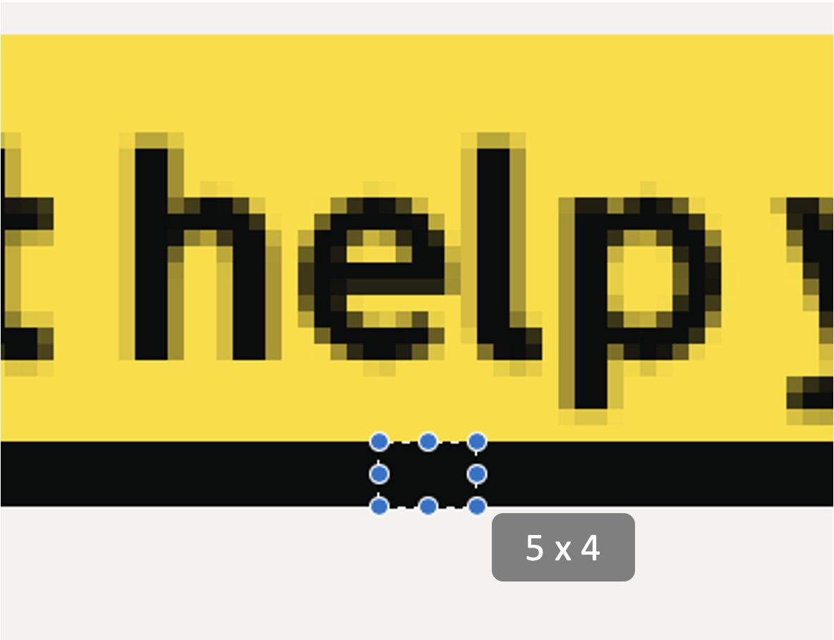 An example of a zoomed in screenshot showing the measurement of thickness of an indicator.