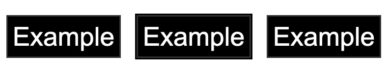 Three dark buttons, the centre one has a thin outline of the same colour, making it a tiny, tiny by larger than the other buttons.